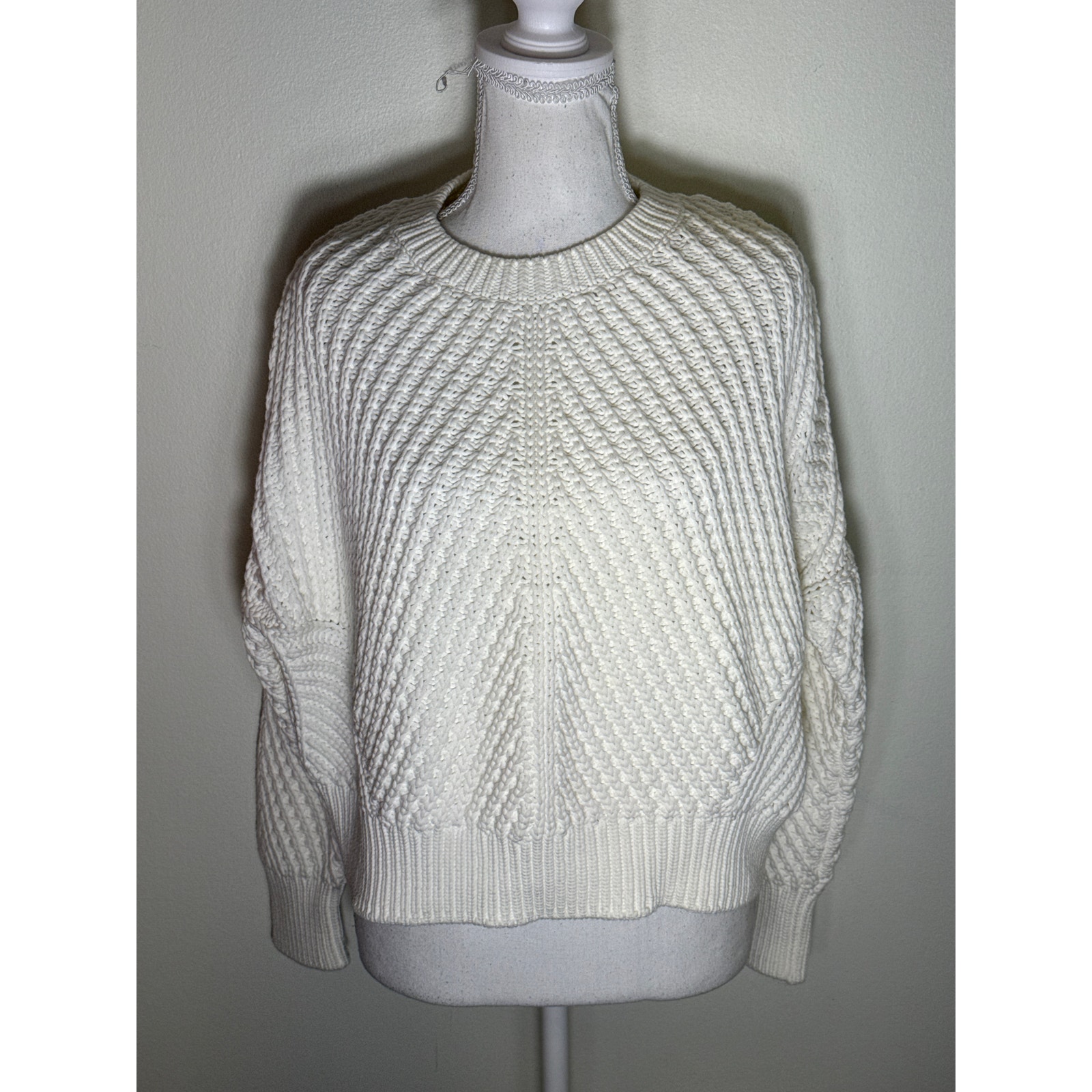 Nwt Vince White Large Knit Long Sleeve Sweater Sz L